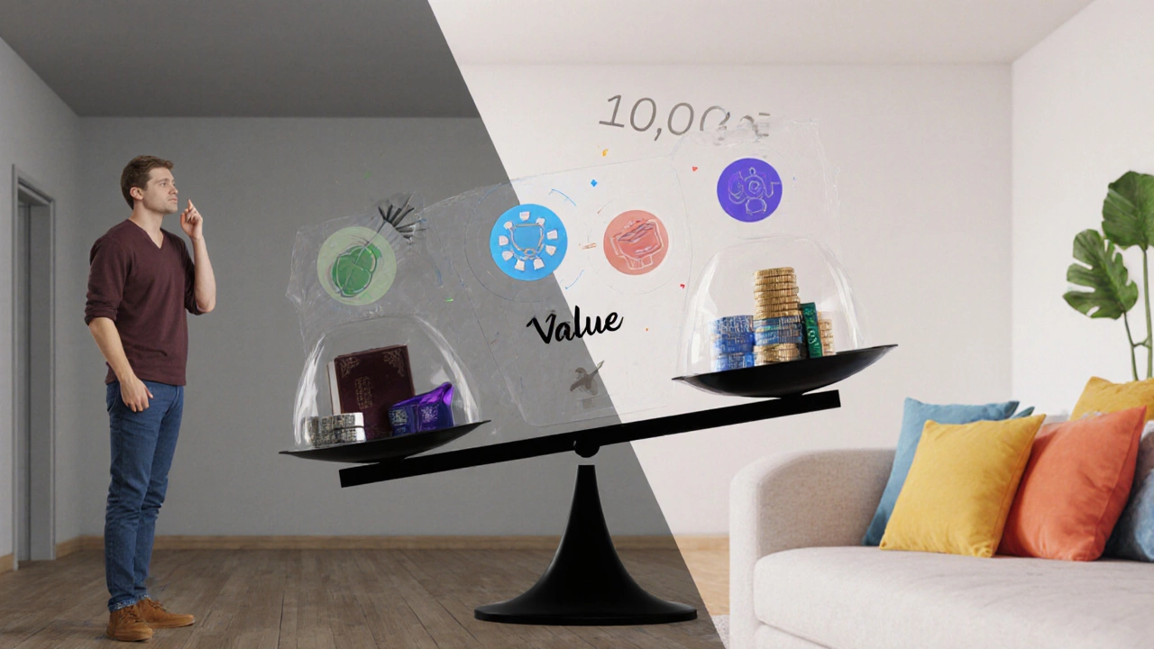 Сравнение пустой комнаты и её преображённого дизайна с акцентом на ценность услуги.