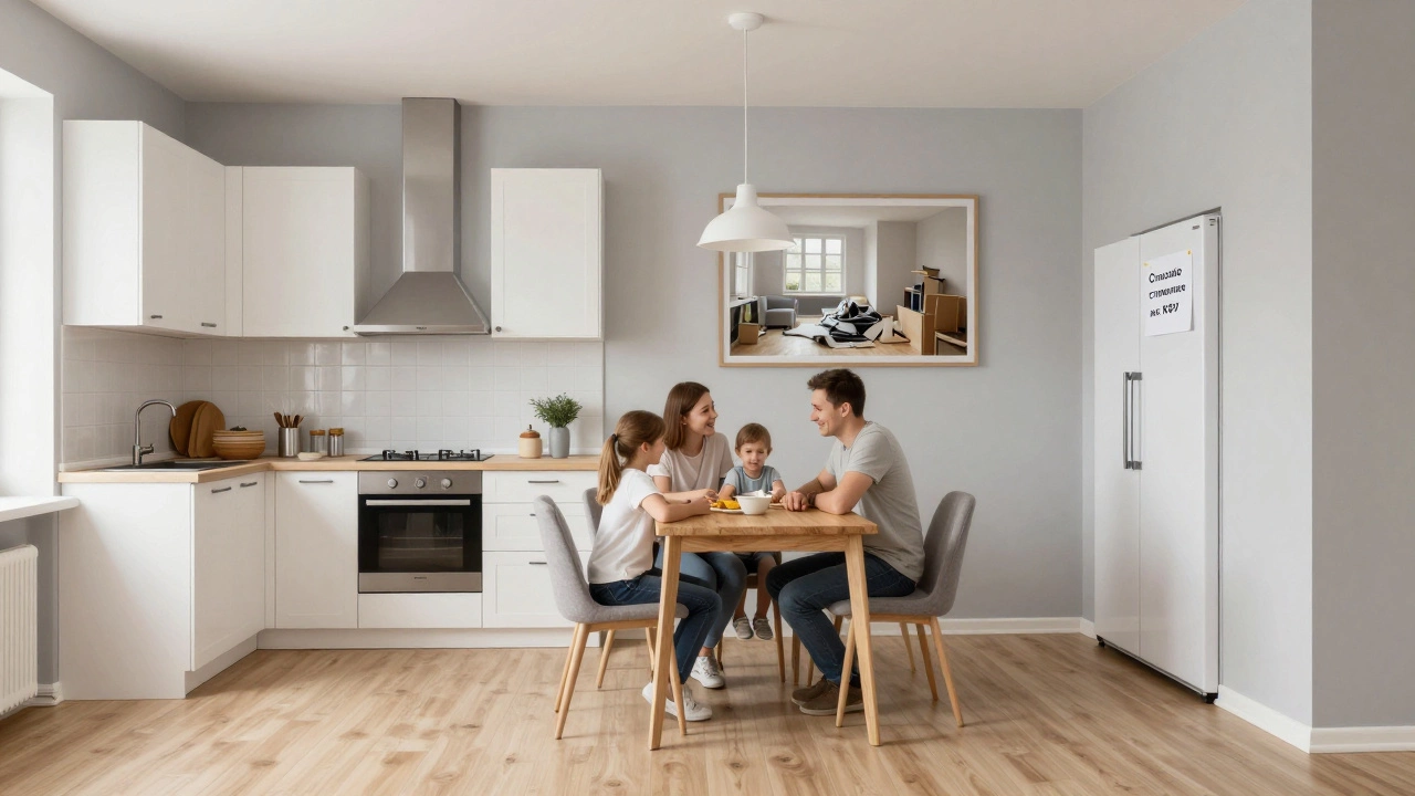 Обновленная кухня в Казани после бесплатного дизайнерского проекта с фото до и после на стене