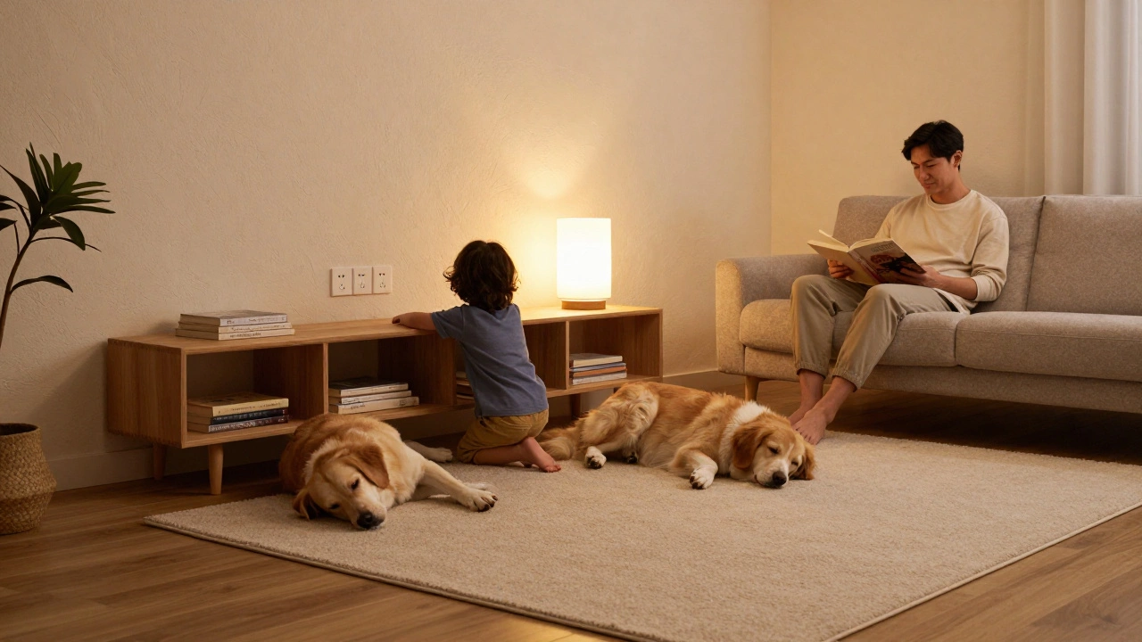 Уютная жилая зона с семьёй, где всё продумано для комфорта и безопасности.