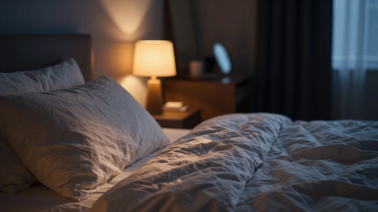 Прикроватные лампы с мягким теплым светом в уютной спальне