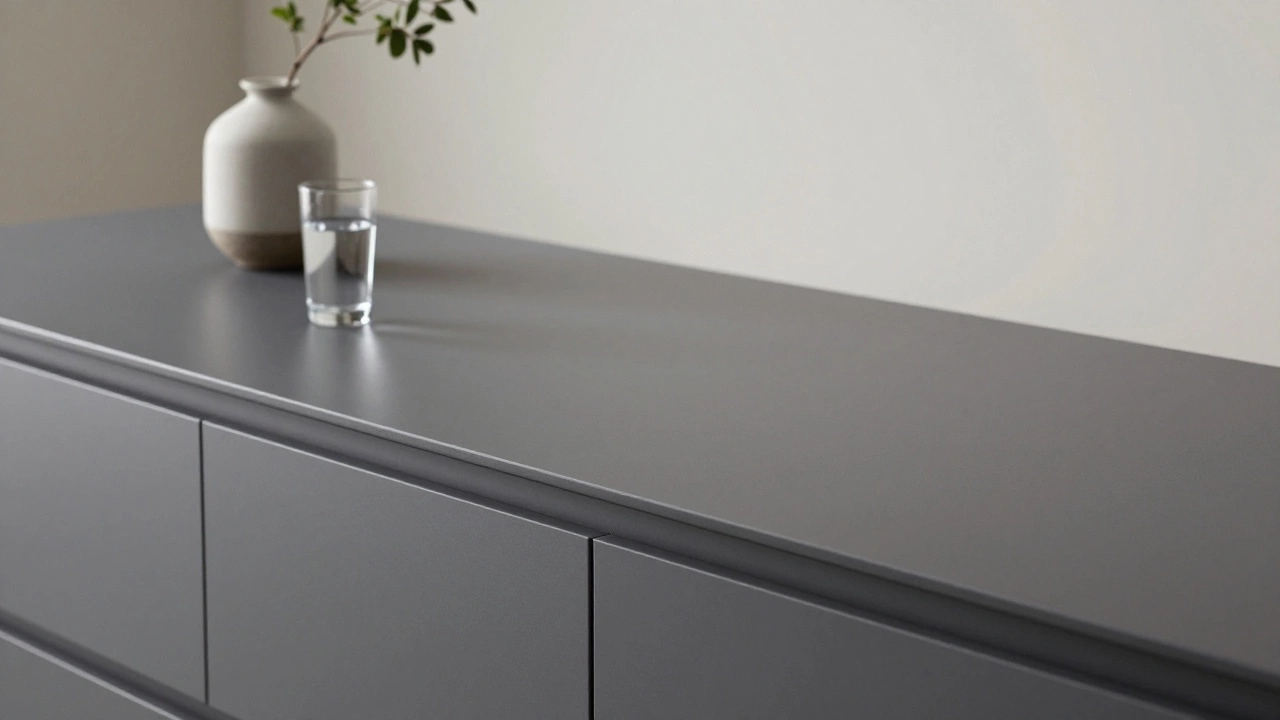 Тонкая графитовая столешница из компакт-ламината в стиле джапанди